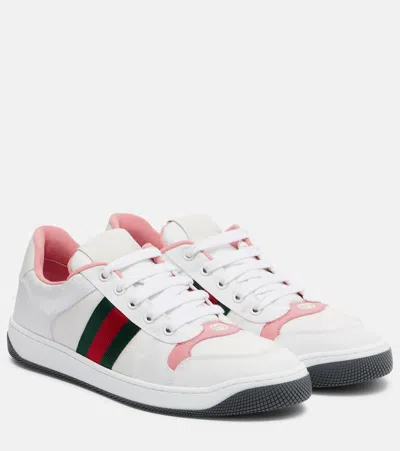 Gucci Screener Leather-trimmed Sneakers In White