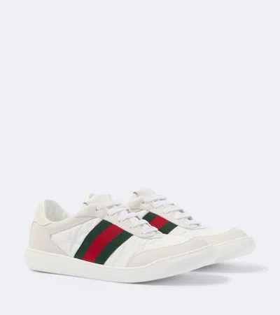 Gucci Screener Leather-trimmed Sneakers In White