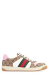 Gucci Women Gg Fabric Sneakers With Iconic Web Stripe On The Side In Gray