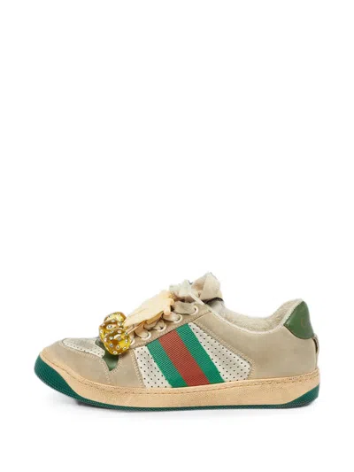 Pre-owned Gucci Screener Nubuck Sneakers In Neutral