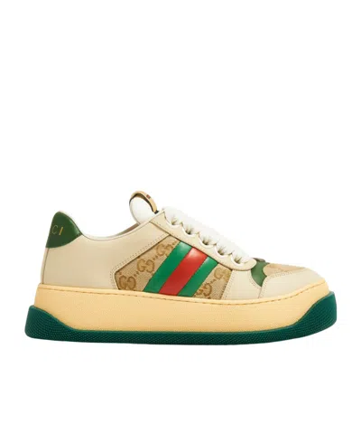 Gucci Screener Panelled Sneakers In Nude