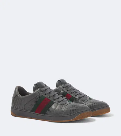 Gucci Screener Perforated Leather Sneakers In Multi