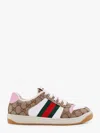 Gucci Screener Trainer In Gg Fabric And Pink Leather In Pink