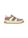 Gucci Multicolor Gg Fabric Double Screener Sneakers In Beige
