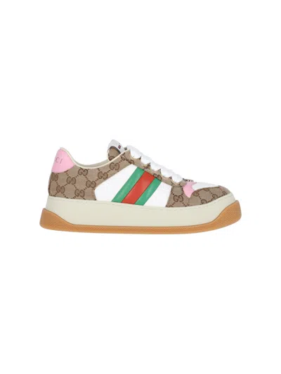 Gucci Screener Platform Sneakers In Sand
