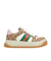 Gucci Multicolor Gg Fabric Double Screener Sneakers In White