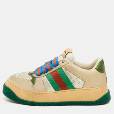 Pre-owned Gucci Screener Size 41.5 Multicolor Canvas And Nubuck Leather Low Top Sneakers