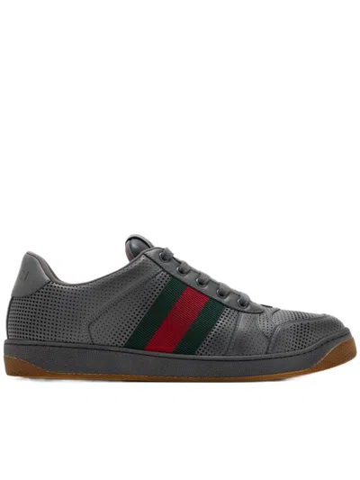 Gucci Screener Perforated Leather Sneakers In Multi
