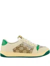 Gucci Screener Gg Canvas Crystal Leather Sneakers In White