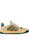 Gucci Gg Supreme Sneakers With Crystal Embellishments And Contrasting Rubber Sole
