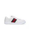 Gucci Leather Sneakers With Lateral Web Band In White