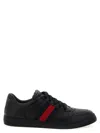 Gucci Men Black Sneakers With Web Detail And Oversized Sole In Leather Man In Black