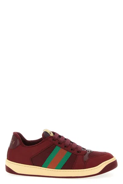 Gucci 'screener' Sneakers In Burgundy