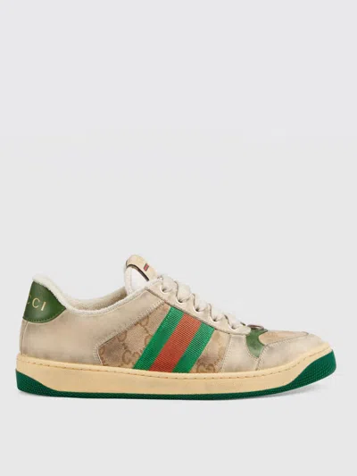 Gucci Women Leather And Gg Supreme Fabric Low-top Screener Sneakers In Multi