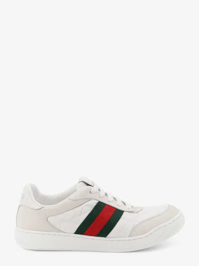 Gucci Screener Sneakers In Nylon With Side Web Detail In White