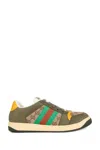 Gucci Men Screener Low-top Leather And Gg Supreme Fabric Sneakers In Multi