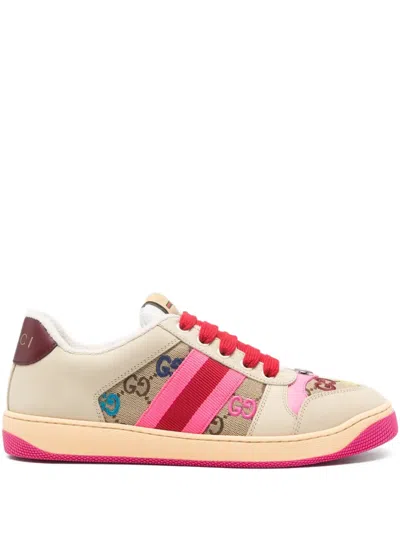 Gucci Screener Trainer In Gg Fabric And Multicolour Details Women