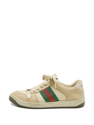 Pre-owned Gucci Screener Sneakers In Neutral