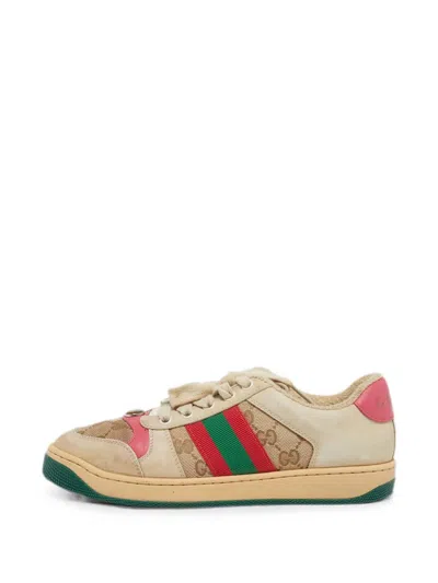 Pre-owned Gucci Screener Sneakers In Neutral