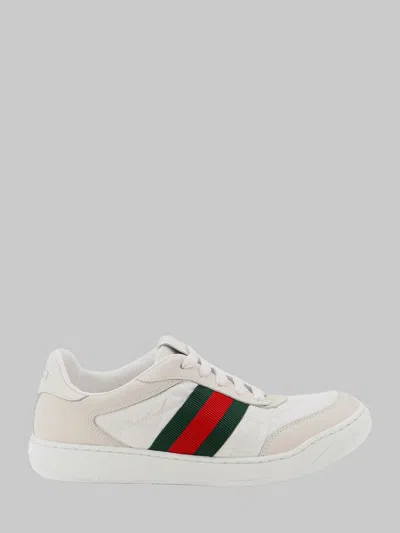 Gucci White Stripes Screener Sneakers