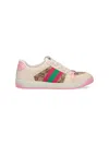 Gucci Women Screener Sneakers With Web Motif In Cream