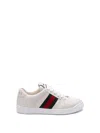 Gucci Screener White Low Top Sneakers With Web Detail In Leather Man In White