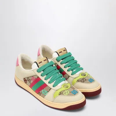 Gucci Screener Trainer In Gg Fabric And Multicolour Details Women
