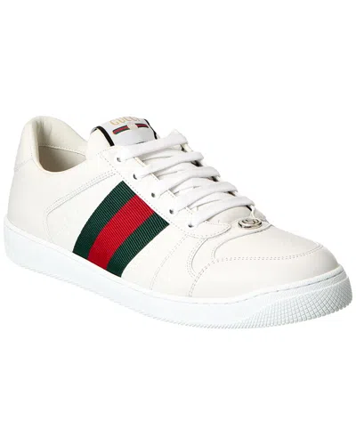 Gucci Screener Trainer Leather Sneaker In White