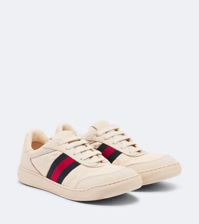 Gucci Screener Web Stripe Sneakers In Beige