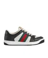 Gucci Screener Web Stripe Lace-up Sneakers In Black