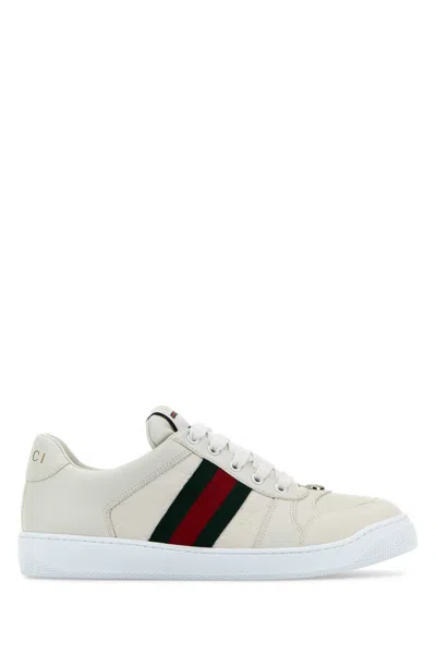 GUCCI GUCCI WHITE LEATHER SCREENER SNEAKERS