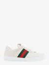 Gucci Leather Sneakers With Lateral Web Band In White