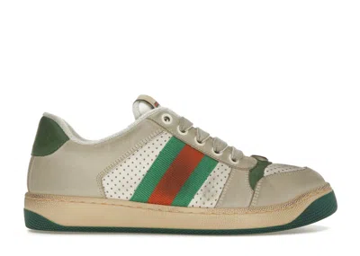 Pre-owned Gucci Screener (women's) Sneakers In Off White/red/green