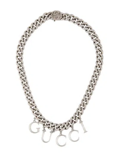 Pre-owned Gucci Script Choker Chain Necklace, 16.75" In Multicolor
