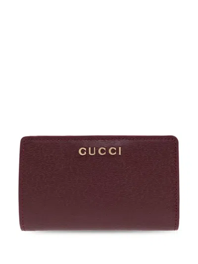 Gucci Script Continental Wallet In Red