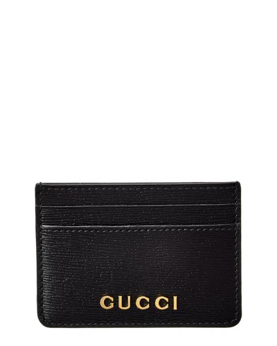 Gucci Script Leather Card Case In Black