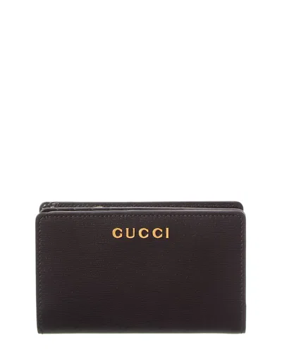 Gucci Script Leather Card Case In Black