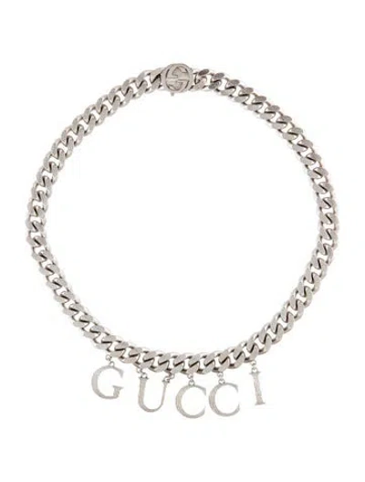 Pre-owned Gucci Script Logo Collar Necklace, 16.75" In Multi