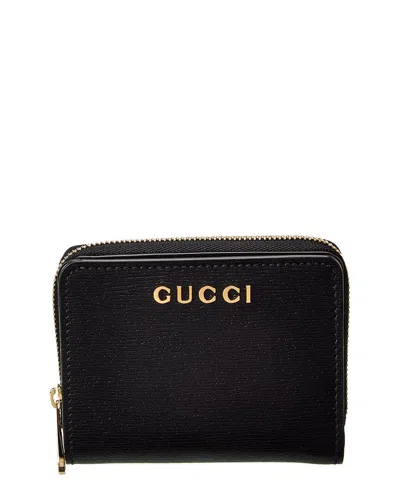 Gucci Script Mini Leather Wallet In Black