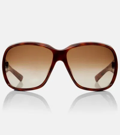 Gucci Script Square Sunglasses In Brown