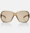Gucci Script Square Sunglasses In Neutral