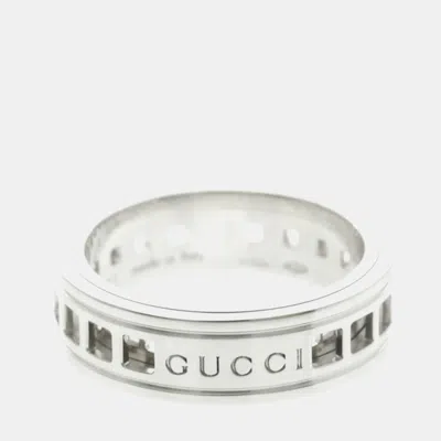 Pre-owned Gucci Scroll Ring 18k White Gold Fashion Band Ring Eu 50