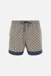 Gucci Printed Poplin Technology Swimming Shorts In Beige