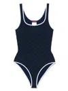 Gucci Gg Printed One-piece Swimsuit In Blue