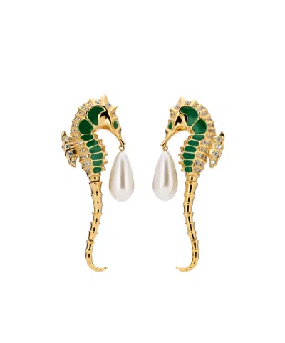 Gucci Seahorse-shaped Earrings With Pearls In Gold
