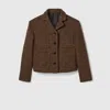 Gucci Seeded Wool Jacket In Brown