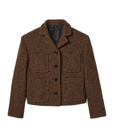 Gucci Seeded Wool Jacket In Brown