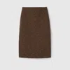 Gucci Seeded Wool Skirt In Brown
