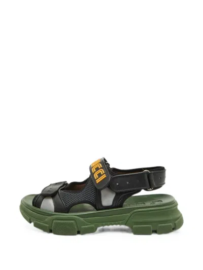 Pre-owned Gucci Sega Touch-strap Sandals In Black