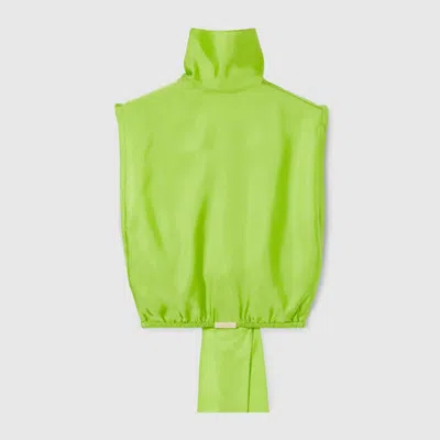 Gucci Self-tie Neck Bow Viscose Twill Top In Green